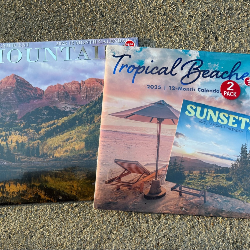 2025 12-Month Calendar Set - Mountains and Beaches
